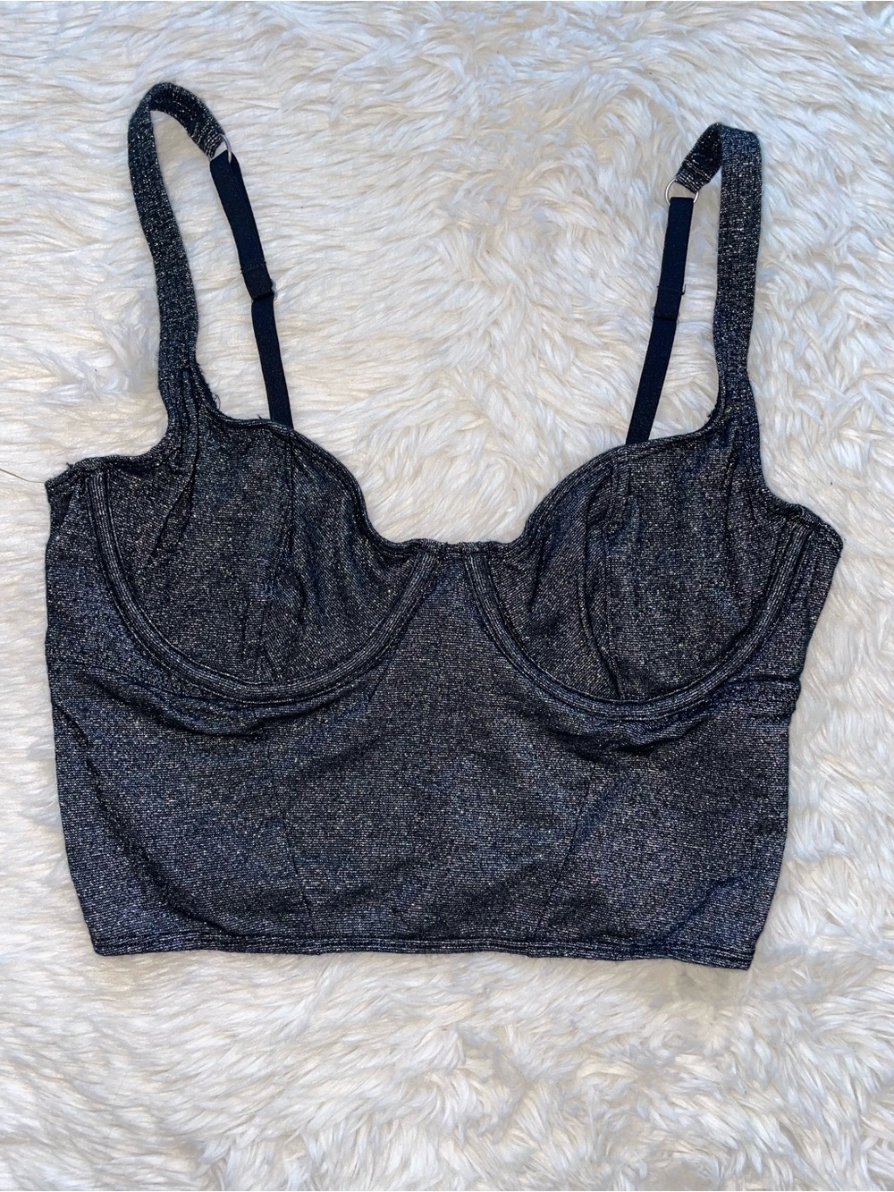 Gilly Hicks Hollister shimmer sparkly corset top black crop top women’s M medium